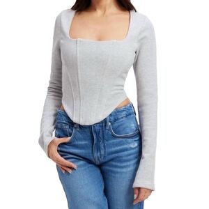 Good American Compression Terry Corest Long Sleeve Top